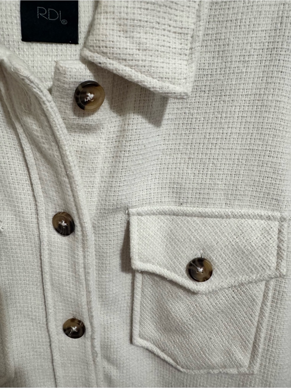 RDI Cream Textured Button Shirt-Jacket/Shacket - Picture 5 of 5